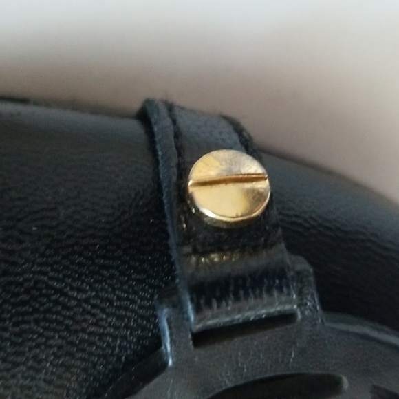 Tory Burch Black Leather Logo Heels Original Box Size 8 M - Picture 4 of 16